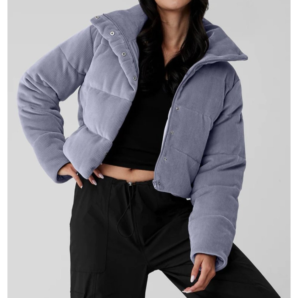 Ribbed Velour Gold Rush Puffer Fog